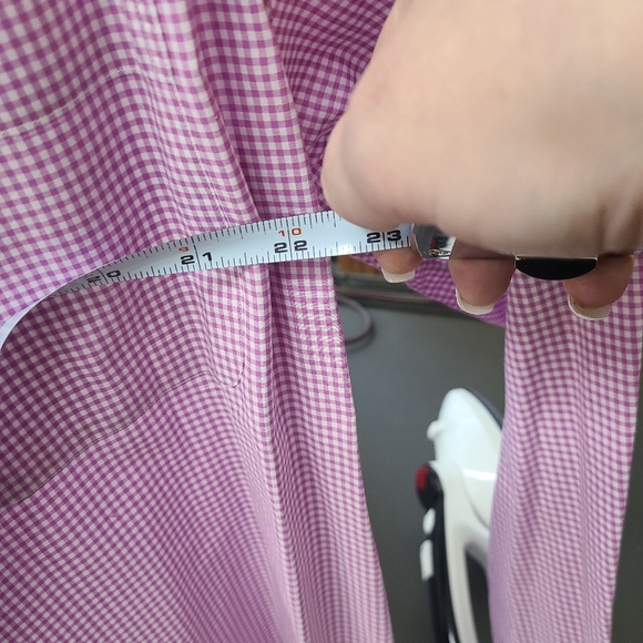 Lands' End Purple Checkard Dress Shirt size 16-34 - Picture 5 of 6